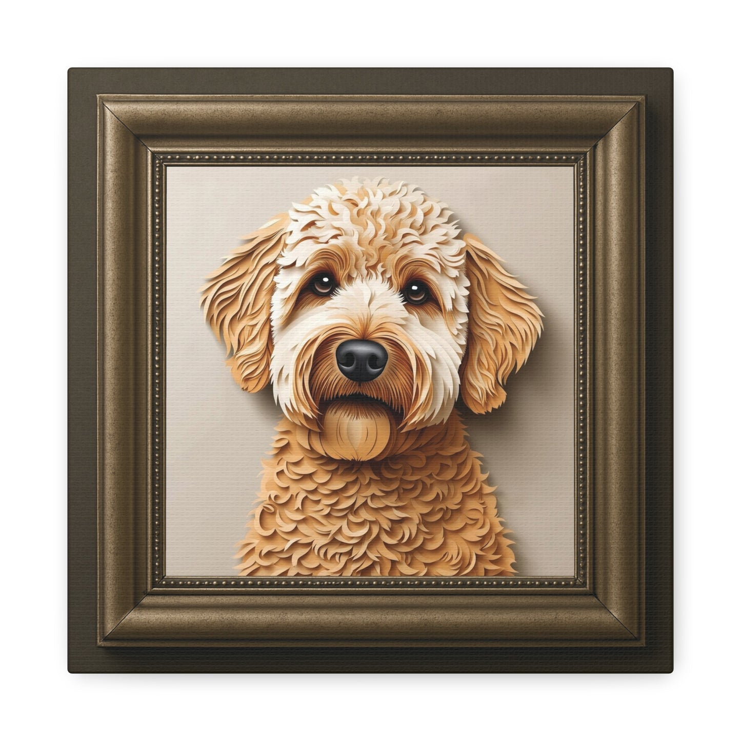 Golden Doodle Portrait in a Faux Classic Frame - 3D Illusion Canvas Print