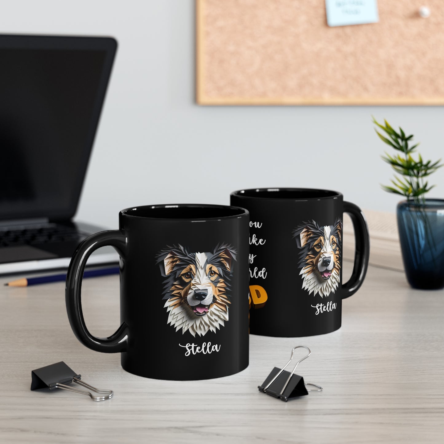 You Make My World 3D - Australian Shepherd Custom Name Ceramic 11oz Mug