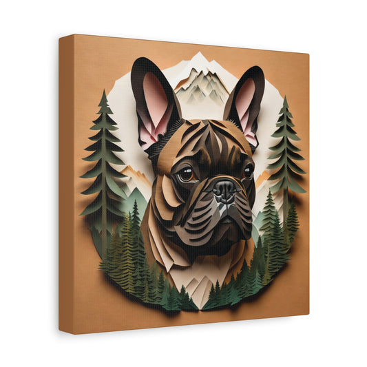 Personalized French Bulldog Wall Art - 3D Illusion Forest & Mountain Frenchie Memorial