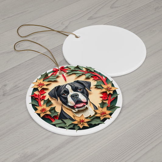 Boxer Collectible Dog Breed Ceramic Ornament - Vintage Papercut Inspired Design