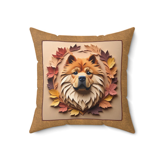 Chow Chow Fall Leaves Throw Pillow - Personalized Pet Name Cushion