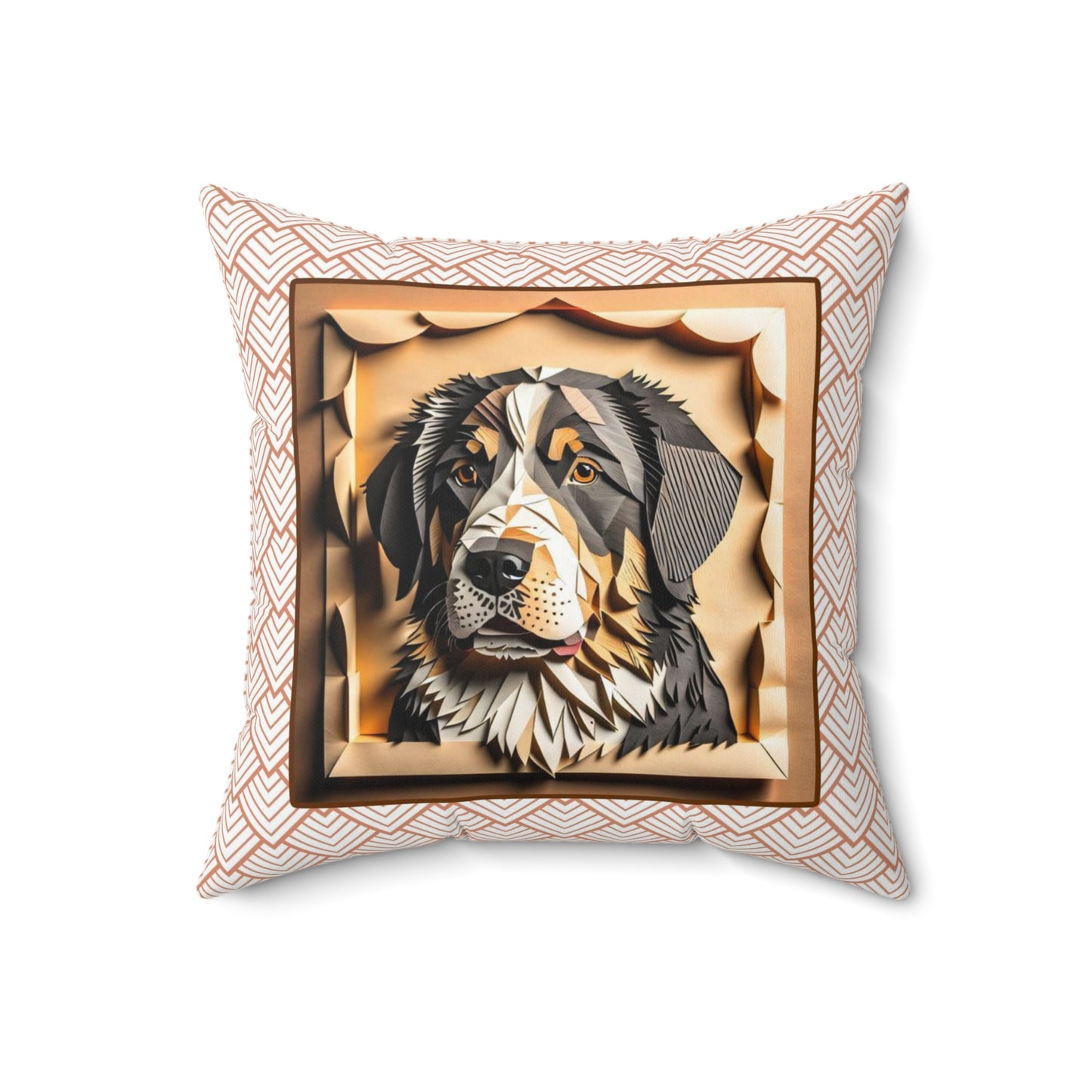 Bernese Mountain Dog Boho Square Pillow