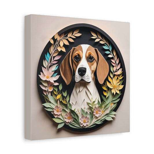 Beagle Portrait in Circular Vignette with Name Personalization, Beagle Lover Perfect Gift, Unique Beagle Mom Dad Gift, Beagle Memorial