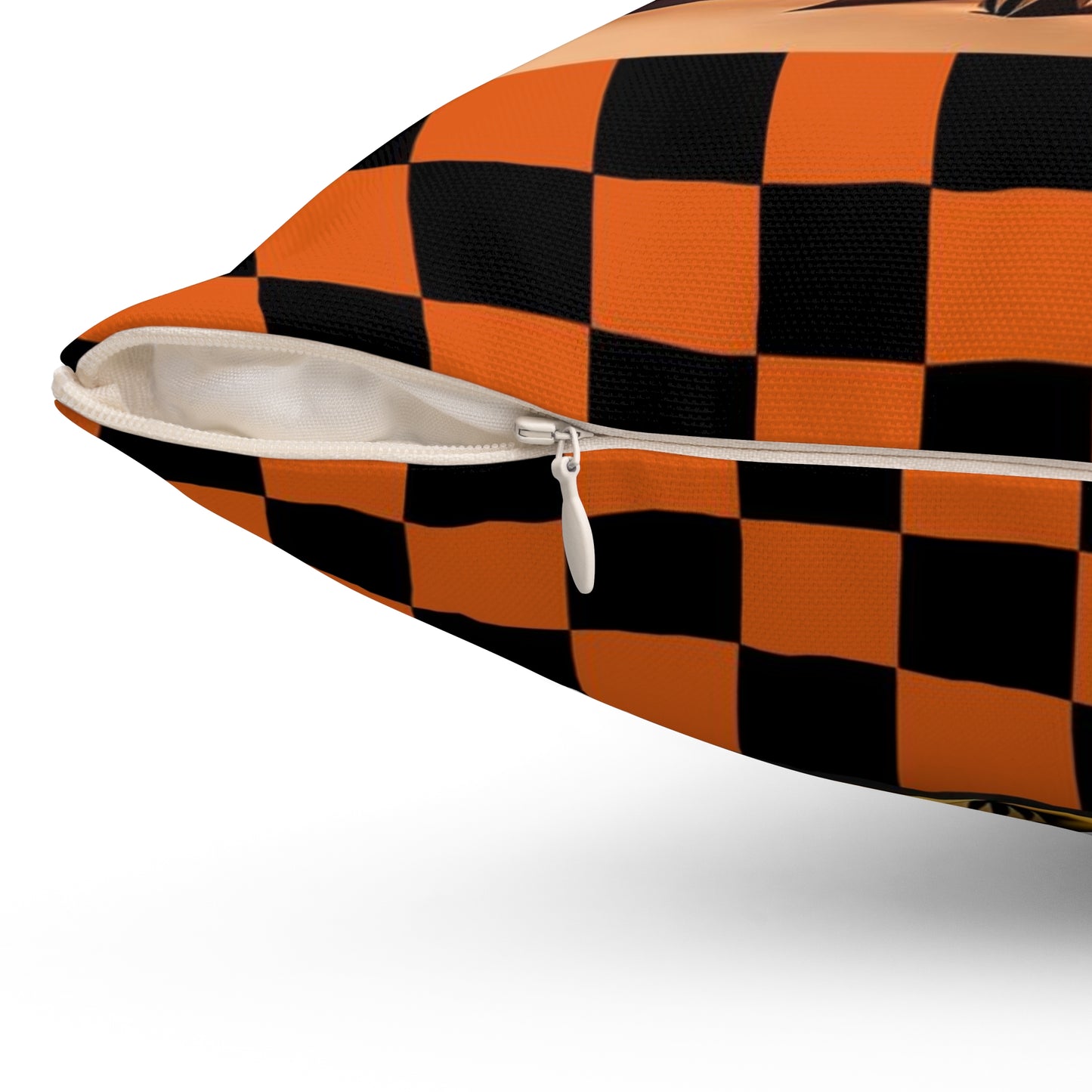 German Shepherd Halloween Pillow - Shepherd Lover Spooky Checkerboard Design Pillow