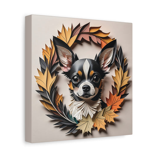 Chihuahua Fall Dog Name Art - 3D Illusion Autumn Pet Portrait - Personalized Dog Lover Gift