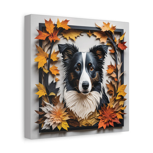 Border Collie Fall Portrait - 3D Illusion Art with Name Personalization