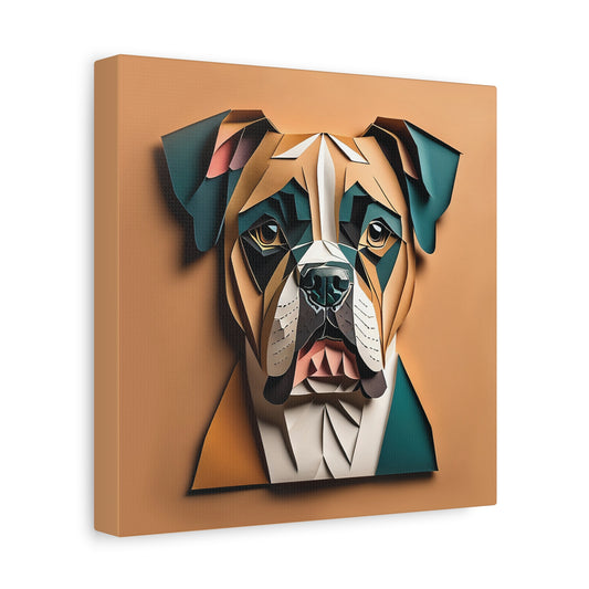 Boxer Portrait in Faux Craft Art Style - Boxer Owner Home Decor or Memorial Gift