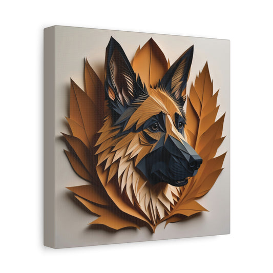 German Shepherd Portrait - Faux Papercut Imitation Dog Lover Wall Art