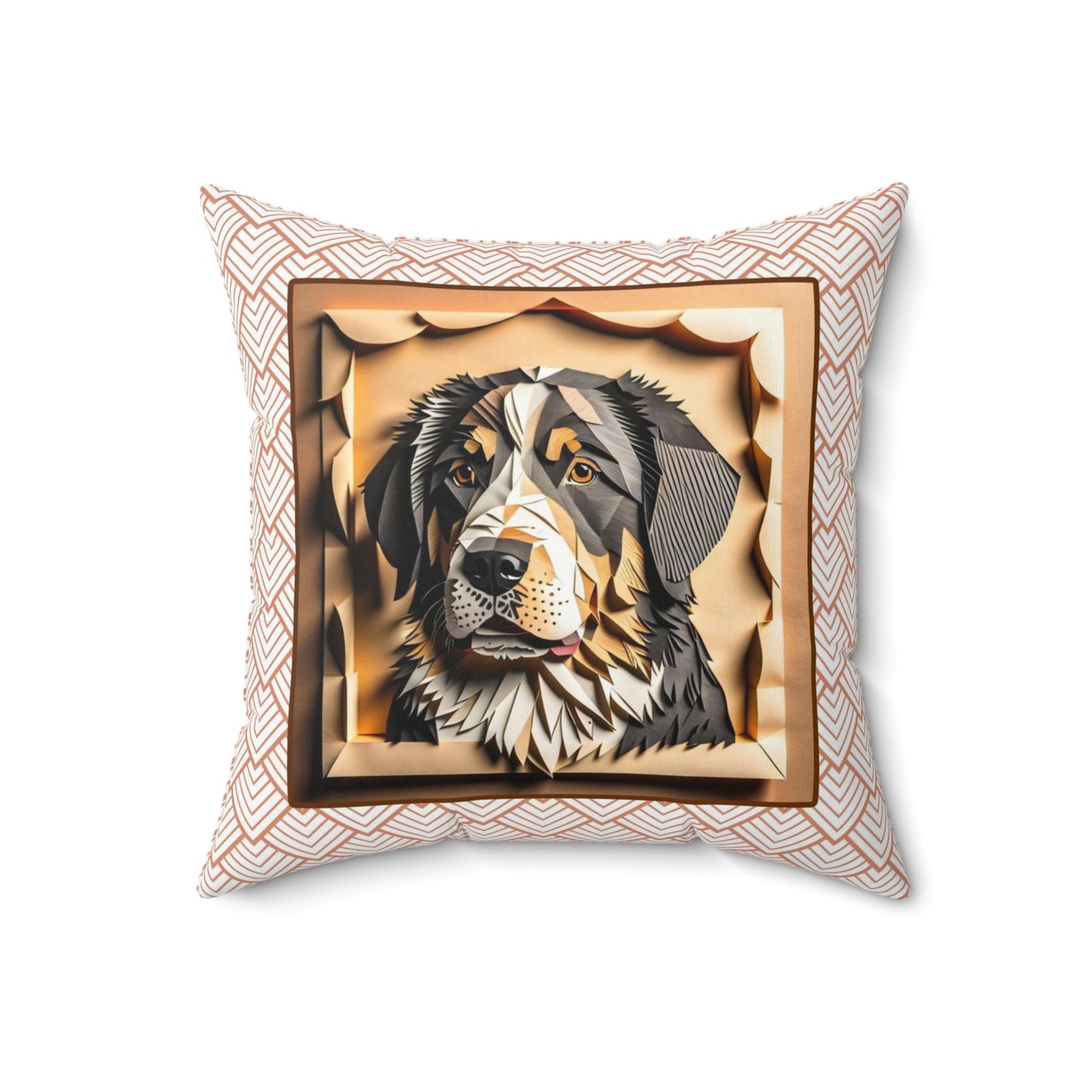 Bernese Mountain Dog Boho Square Pillow