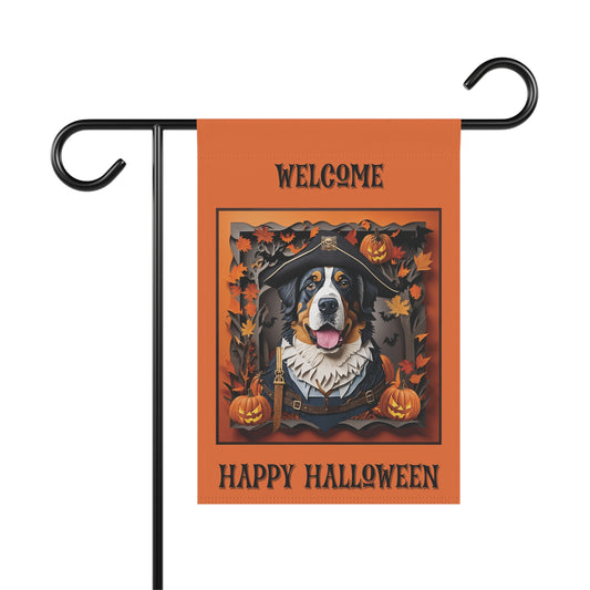 Berner Halloween Garden Flag, Two-Sided Halloween Flag for Bernese Mountain Dog Owner