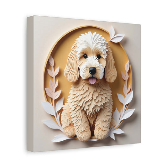 Labradoodle 3D Illusion Canvas Print With Name Personalization - Doodle Memorial Gift