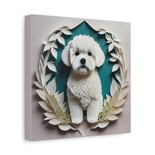 Bichon Frise Portrait in White Leaves - Bichon Mom or Dad Gift