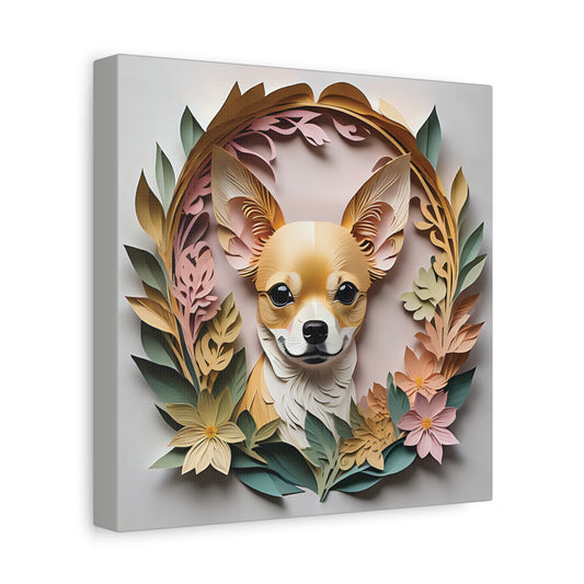 Fawn Chihuahua in Pastel Colors - 3D Illusion Dog Lover Wall Art