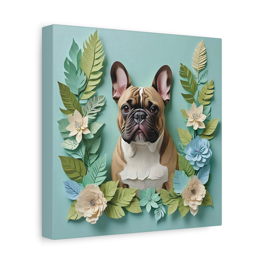 Fawn French Bulldog on Green - 3D Illusion Wall Art for Dog Lovers