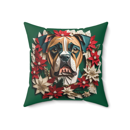 Boxer Holiday Pillow or Pillowcase - Reversible Fall or Christmas Themed Square Cushion or Cover