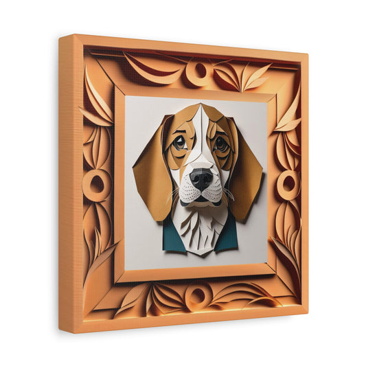 Beagle Portrait on Canvas, Papercut Imitation Dog Lover Wall Art, Dog Owner Gift, Vet Clinic Animal Shelter Décor