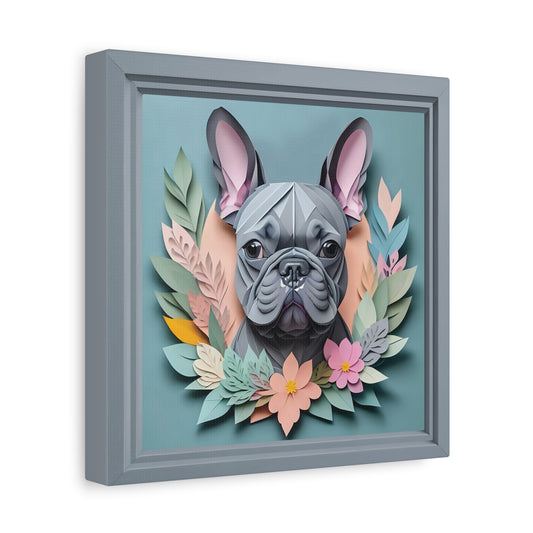 Blue French Bulldog Portrait - Vintage Papercut Imitation Dog Lover Wall Art