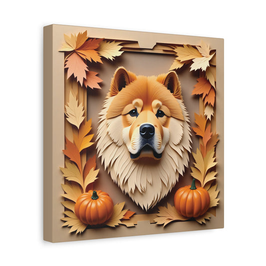 Chow Chow Autumn Wall Art - 3D Illusion Fall Pet Portrait