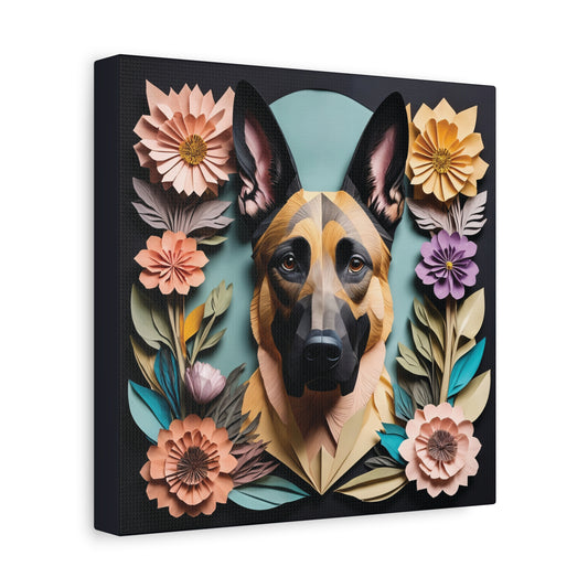 Belgian Malinois Portrait in Vintage Papercut Imitation Art Style