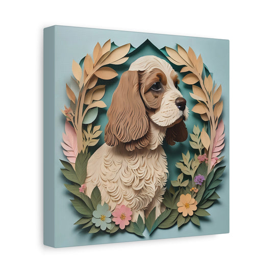 American Cocker Spaniel Portrait on Canvas - 3D Illusion Dog Lover Wall Art