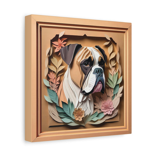 Boxer Portrait in Pastel Leaves - Vintage Papercut Imitation Design