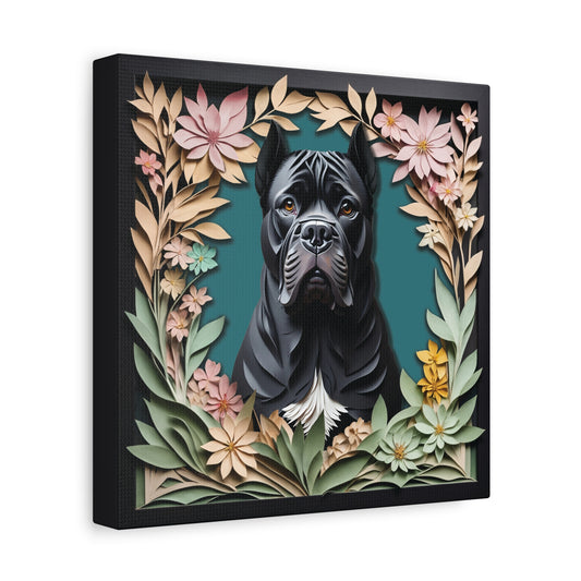 Black Cane Corso with Cropped Ears - 3D Illusion Art, Personalized Dog Memorial Gift