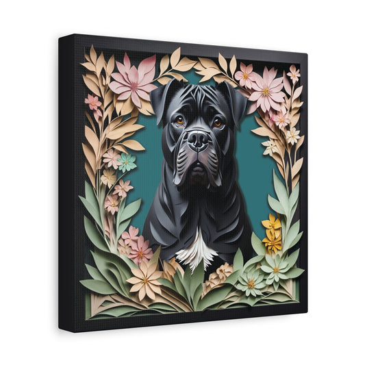 Black Cane Corso with Natural Ears - 3D Illusion Personalized Dog Portrait Gift