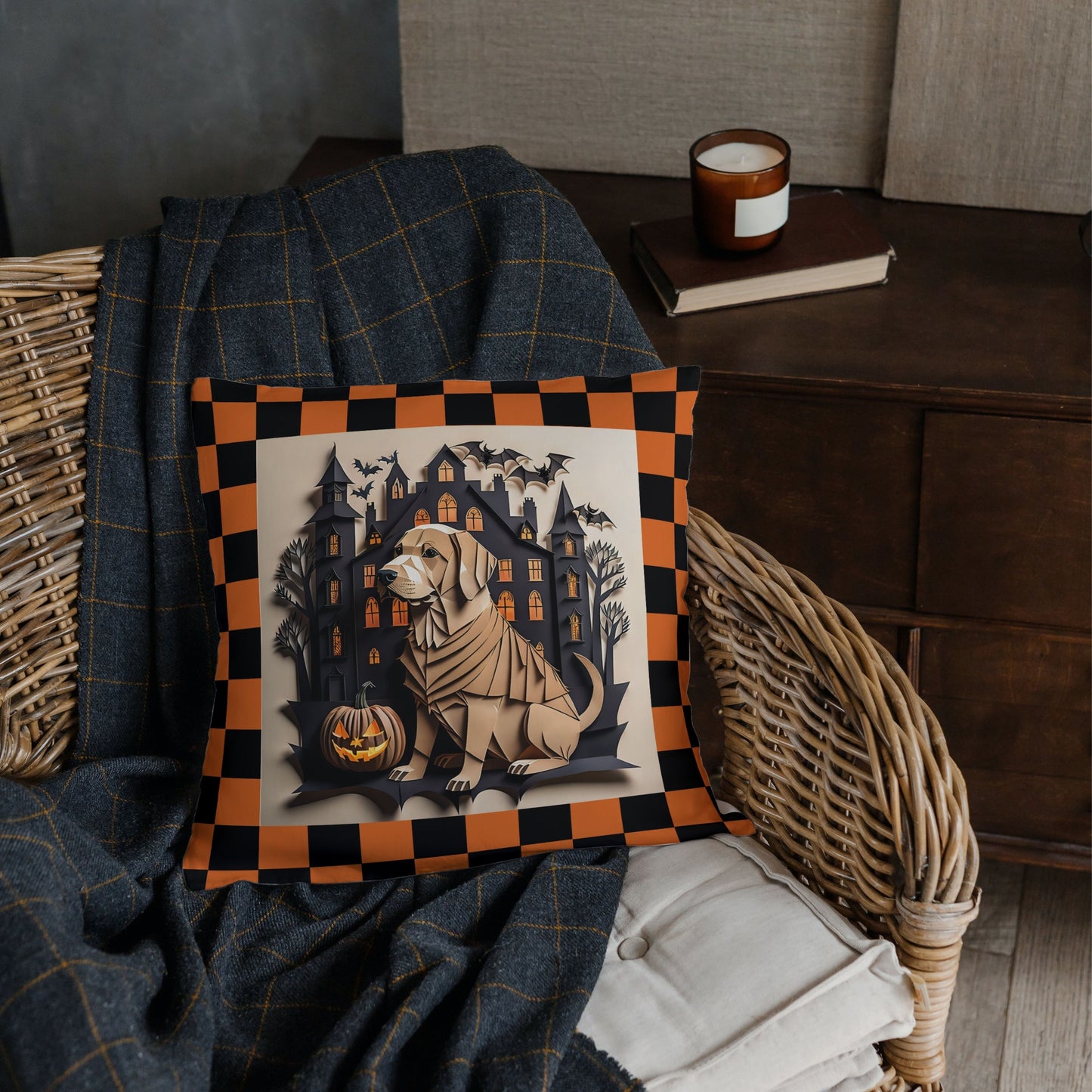 Labrador Halloween Pillow - Haunted Mansion Holiday Dog Decor