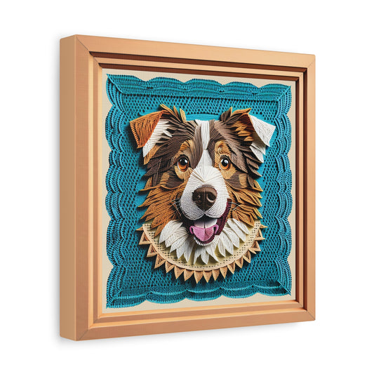 Australian Shepherd Embroidery Imitation Canvas, Aussie Lover Crafty Style Wall Art