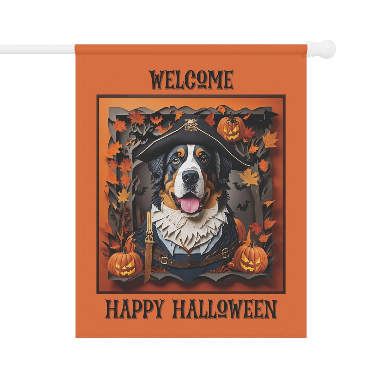 Berner Halloween Garden Flag, Two-Sided Halloween Flag for Bernese Mountain Dog Owner