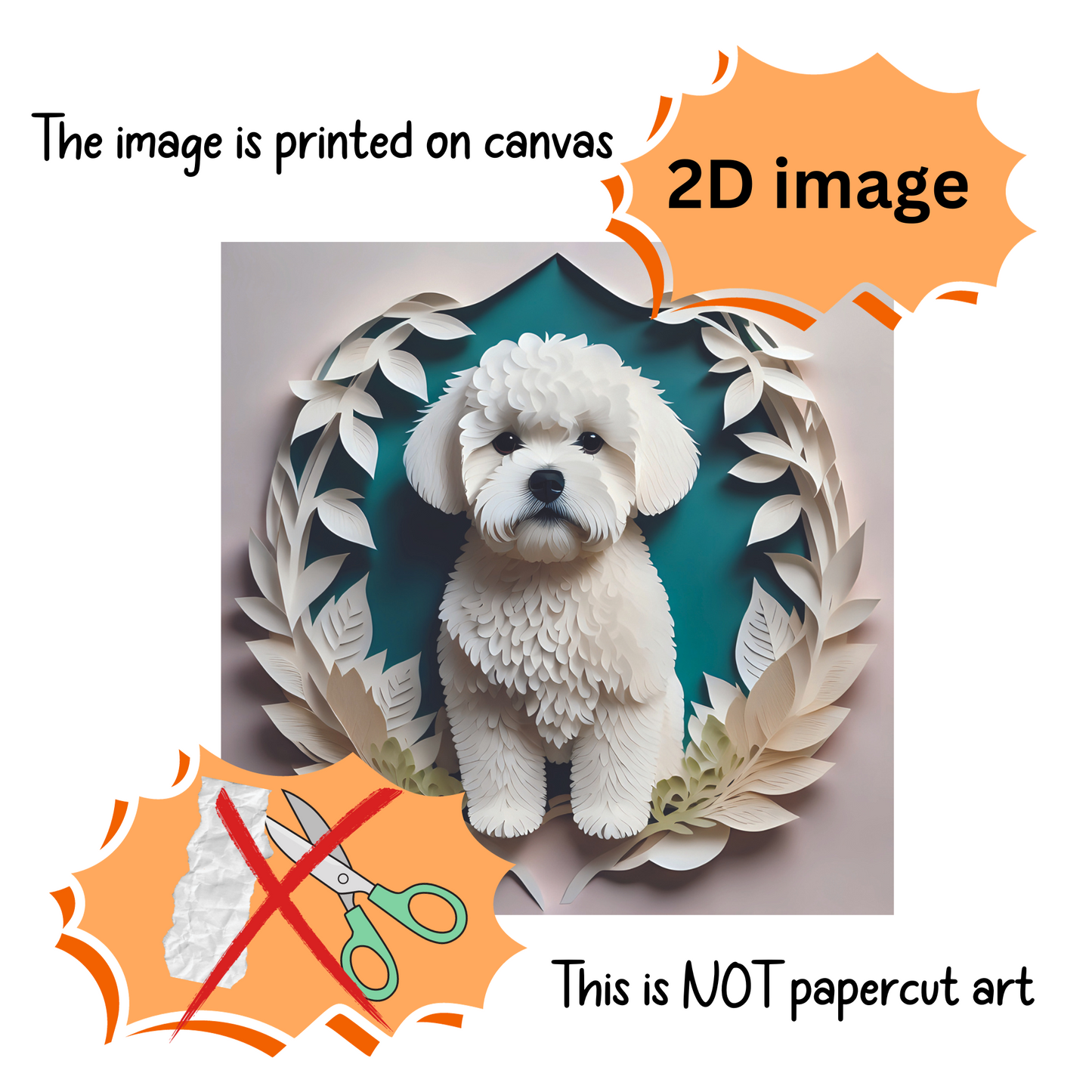 Bichon Frise Portrait in White Leaves - Bichon Mom or Dad Gift