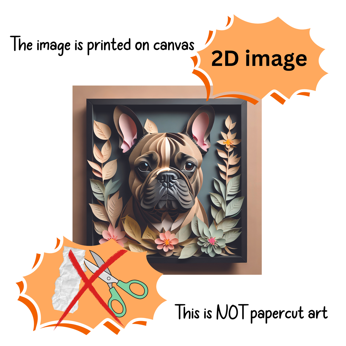 French Bulldog Print - Faux 3D Papercut Illusion Art for Sophisticated Home Decor