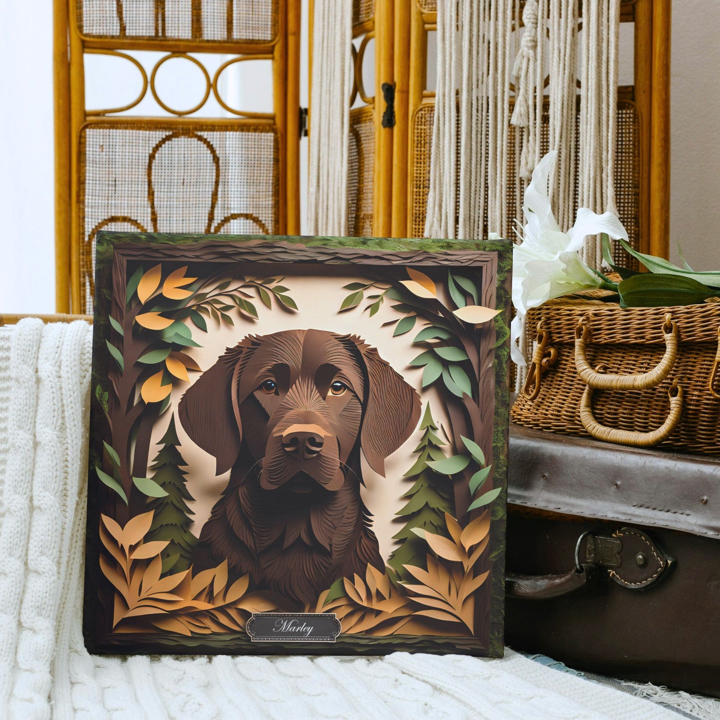 Chocolate Labrador Retriever Canvas with Name Personalization