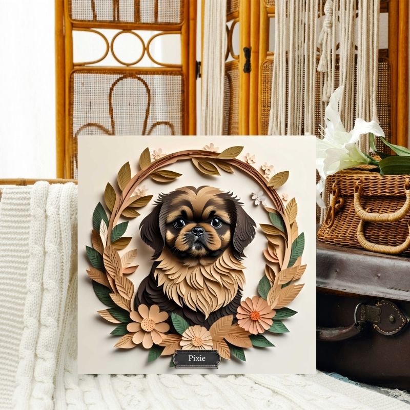 Brown and Tan Pekingese Dog Wall Art - Pekingese Dog Memorial Gift or Decor
