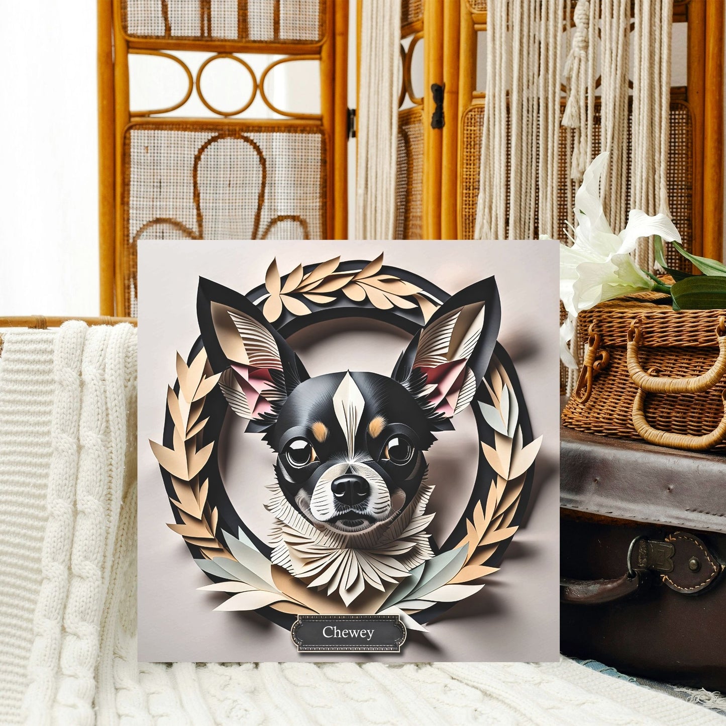 Chihuahua Dog Name Wall Art - 3D Illusion Dog Decor - Personalized Dog Gift for Pet Lovers