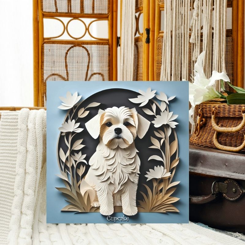 Maltese 3D Illusion Wall Art - Personalized Dog Name Maltese Memorial