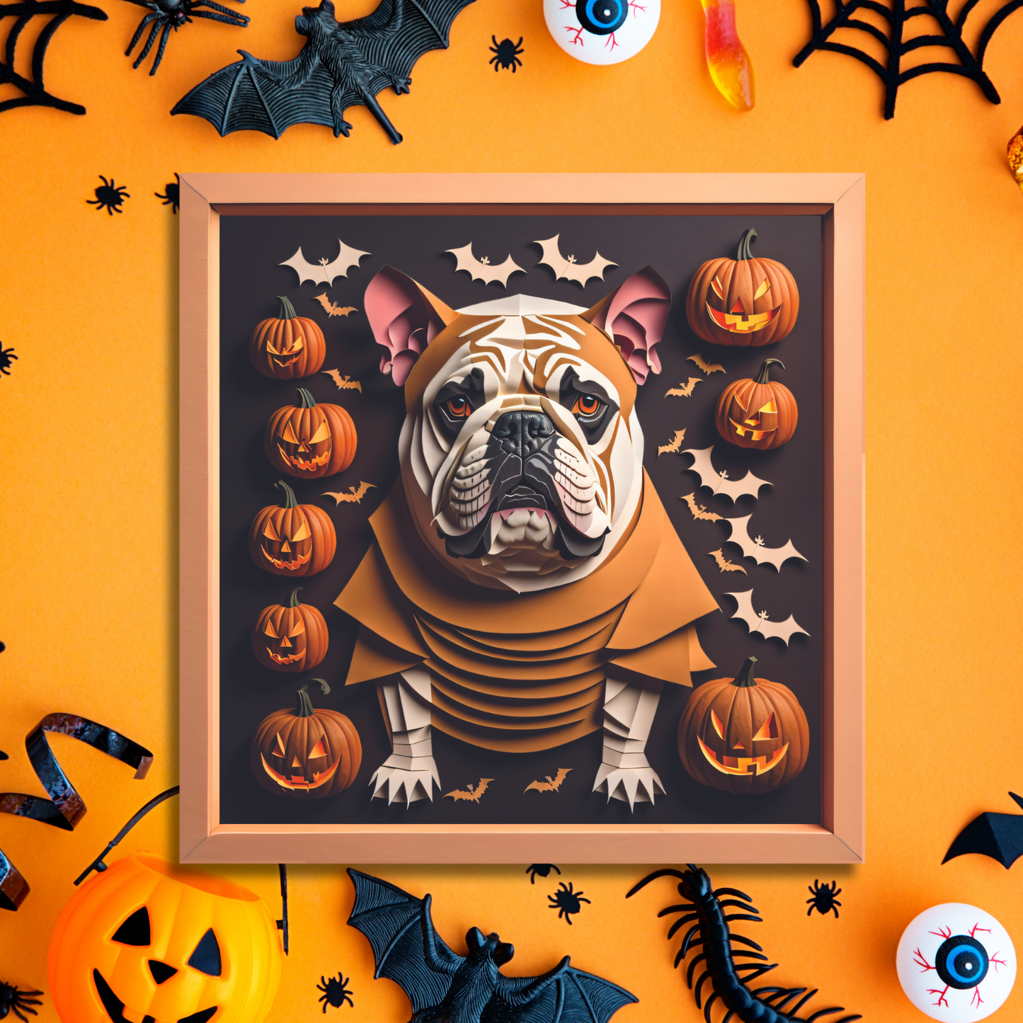Halloween Bulldog Canvas Print - Fall Holiday Decor or Gift for a Bulldog Lover