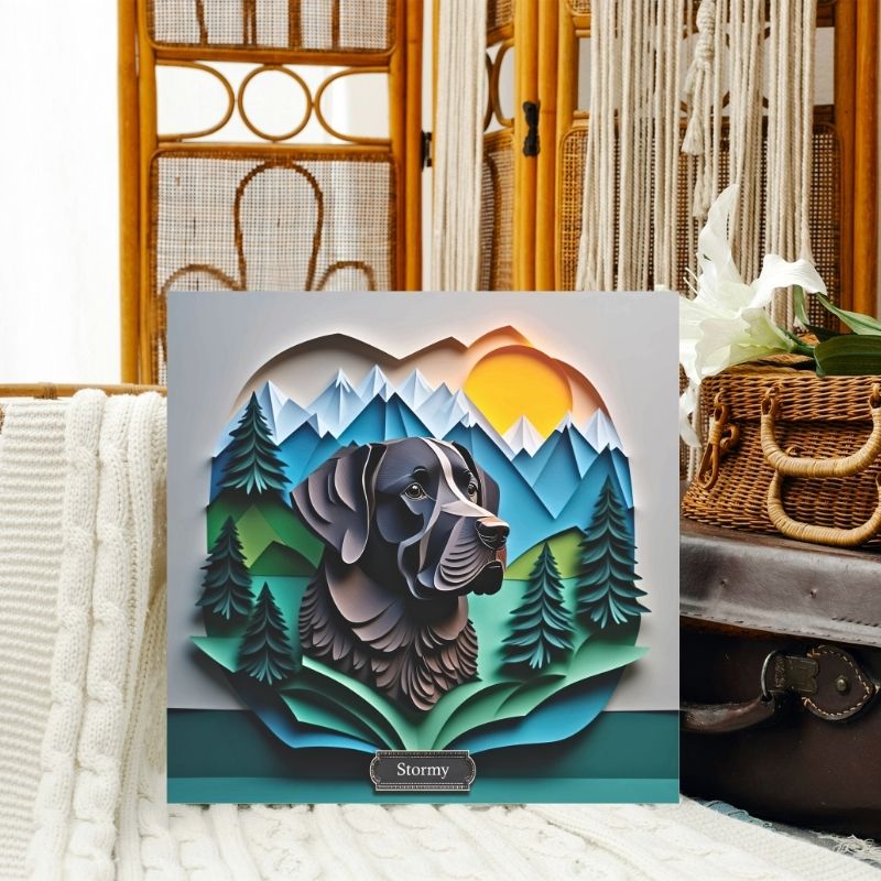 Black Labrador Retriever Mountain Landscape Wall Art - Personalized Labrador Memorial