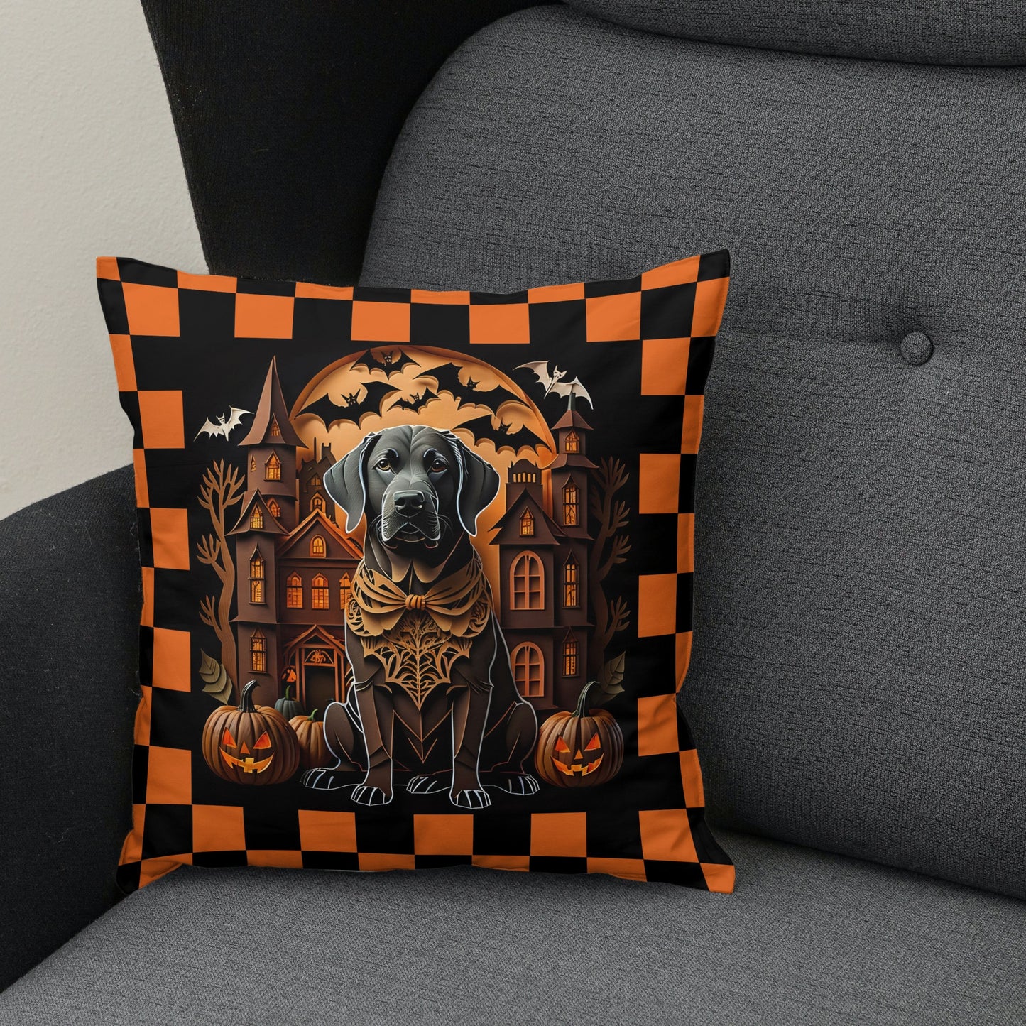 Labrador Halloween Pillow - Haunted Mansion Holiday Dog Decor
