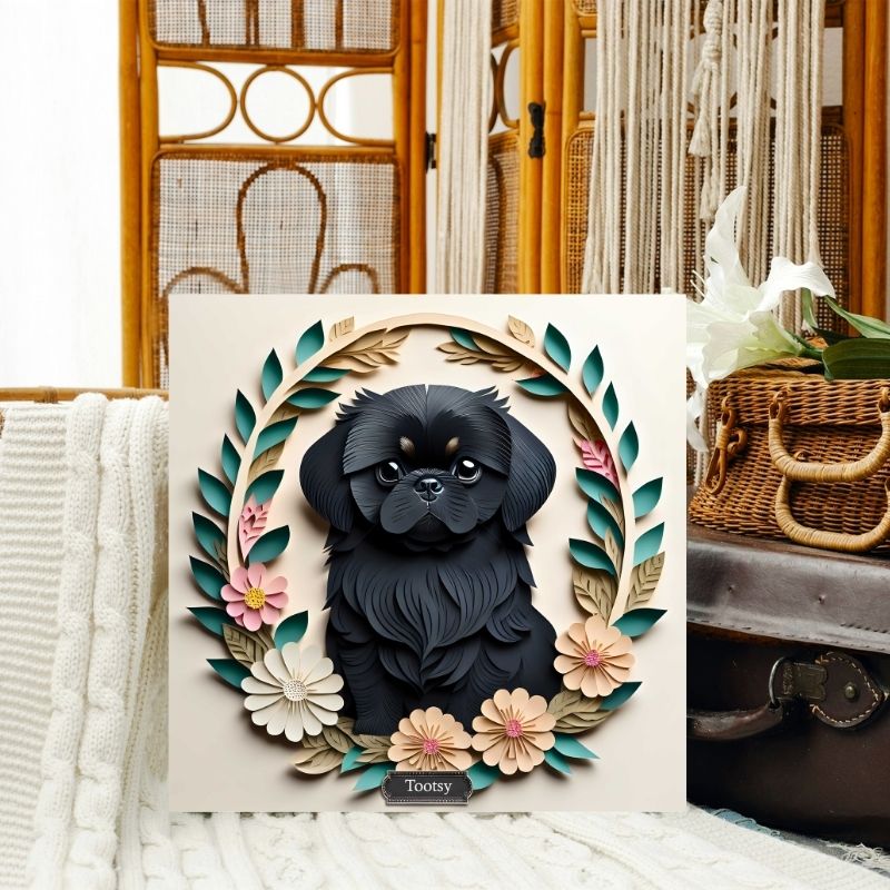 Black Pekingese Dog Wall Art - Pekingese Dog Memorial or Decor