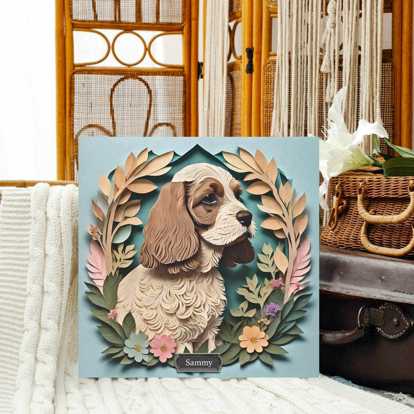 American Cocker Spaniel Portrait on Canvas - 3D Illusion Dog Lover Wall Art