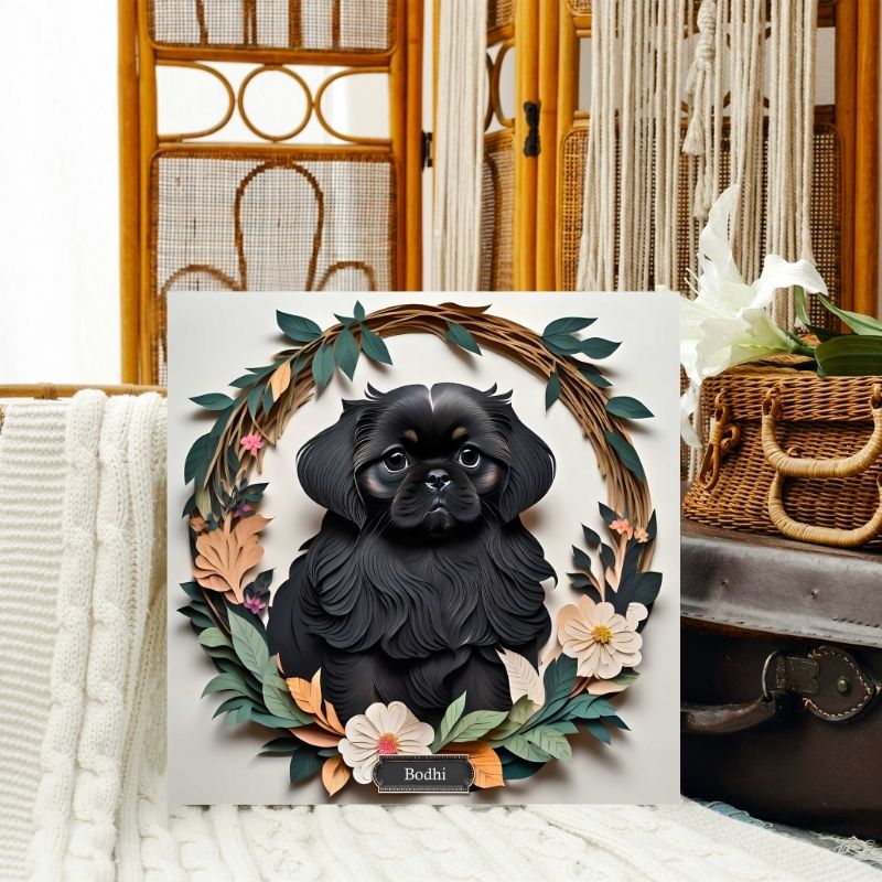 Black Pekingese Dog Wall Art - Pekingese Dog Memorial Gift or Decor
