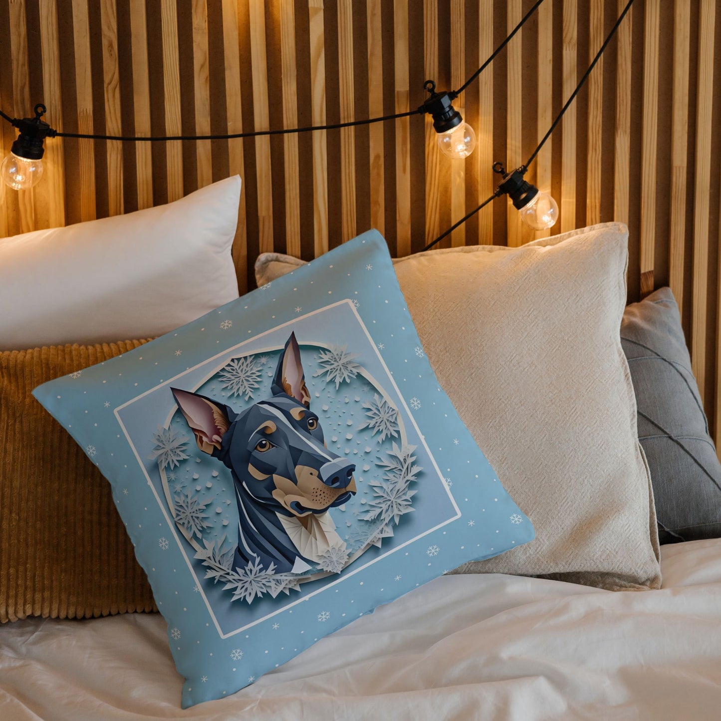 Winter Doberman Pillow - Doberman Lover Comfort Gift