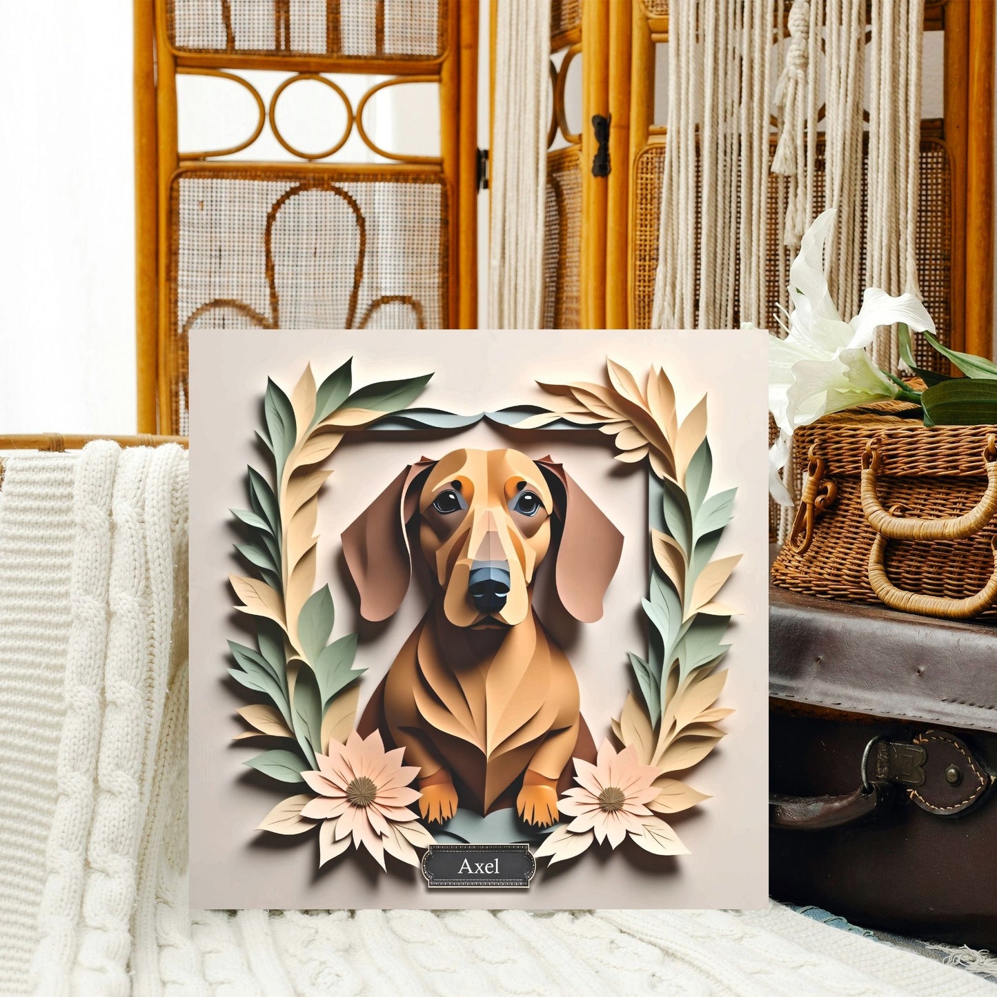 Dachshund Floral Frame Wall Art - Dachshund Mom Gift or Dog Owner Decor
