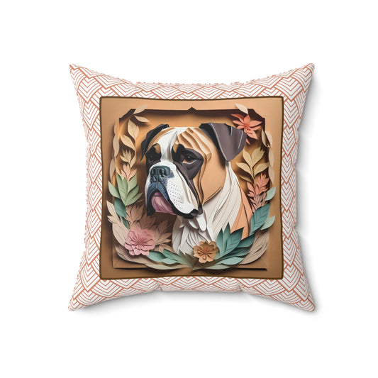 Boxer Boho Square Pillow - Boxer Owner Birthday, Housewarming, or Memorial Gift