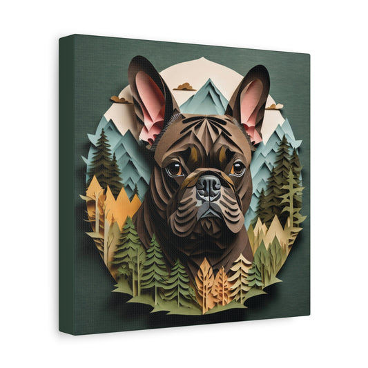 Brindle French Bulldog Wall Art - 3D Illusion Mountain Backdrop Frenchie Memorial
