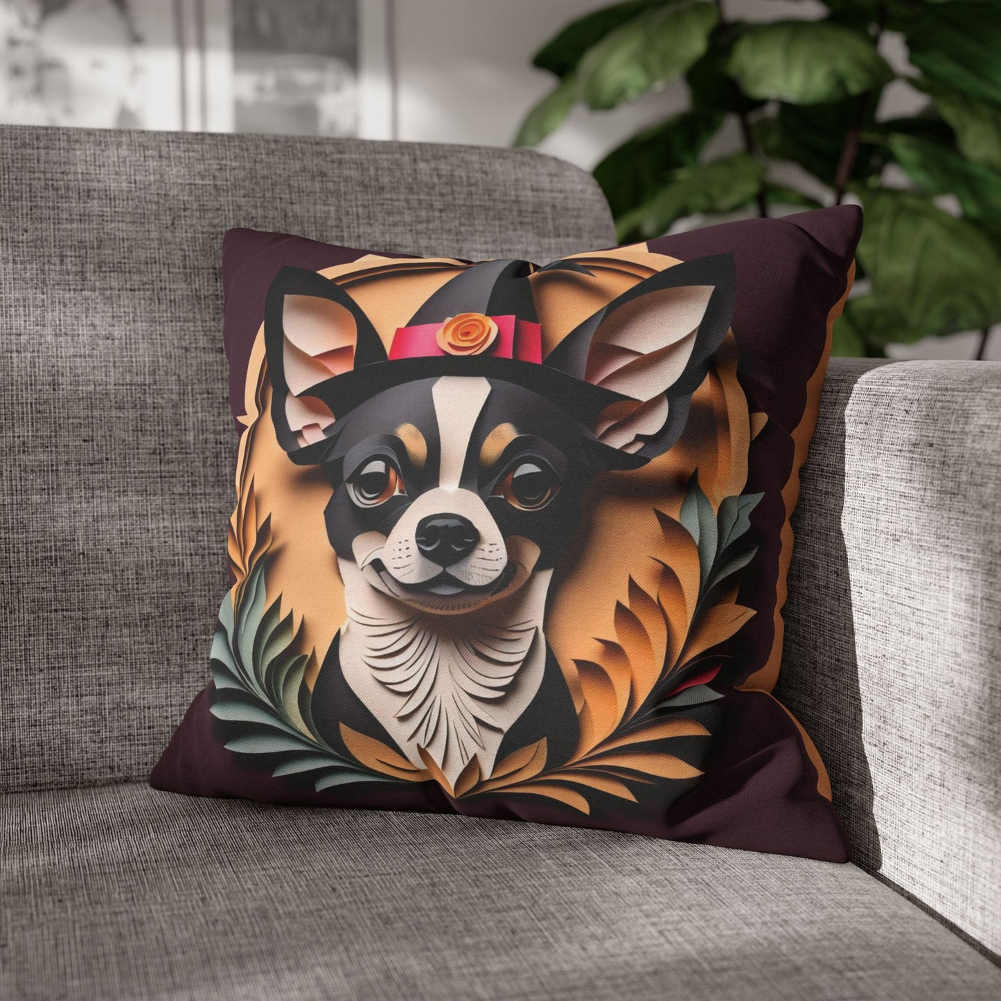 Halloween & Christmas Chihuahua Pillowcase Reversible Holiday Decor