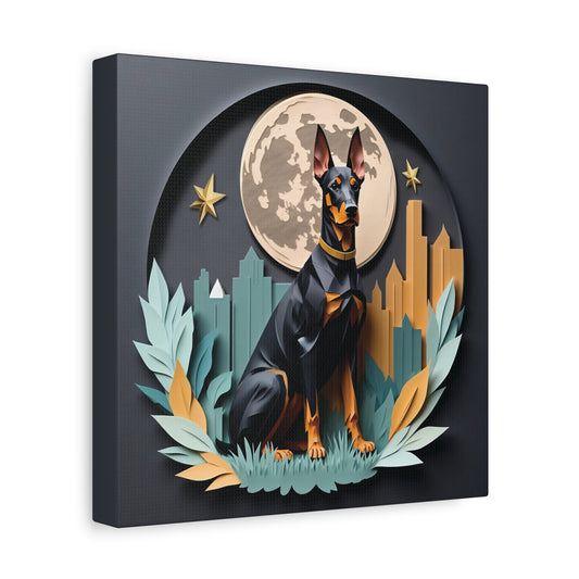 Doberman Wall Art with Moon and Stars - Unique Pet Memorial Home Decor - Dobie Mom or Dad Gift