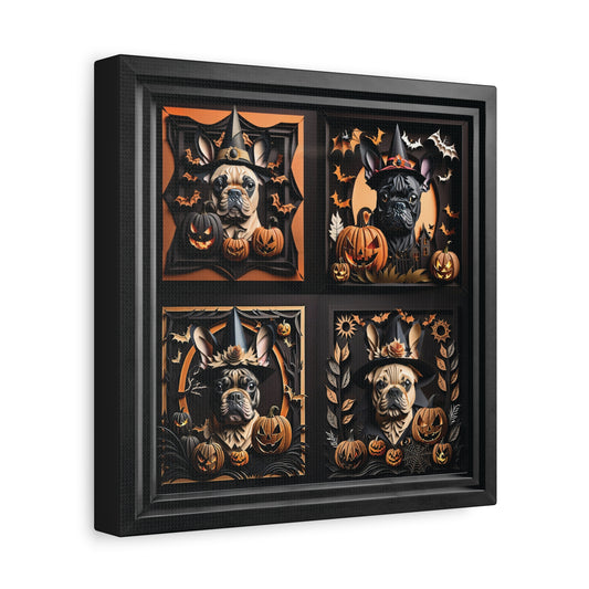 Four French Bulldogs Halloween Canvas - Halloween Decor for Frenchie Lover