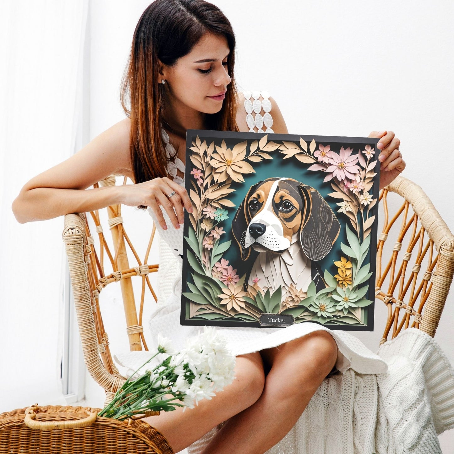 Beagle Portrait Canvas Wrap with Name Personalization, A Perfect Beagle Lover Gift